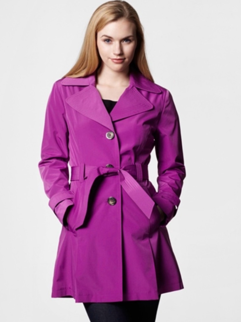 London Fog Travel Trench Coat in Magenta